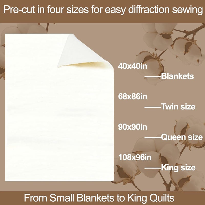 Drounphi Natural Cotton Batting for Quilting - 150g/m² Lightweight, 40"x40" - Crafting Material for Blankets, DIY Projects, Home Decor - Image 4